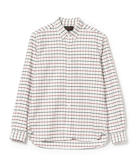 BEAMS PLUS / Stretch Oxford Tattersall Button Down Shirt- Red