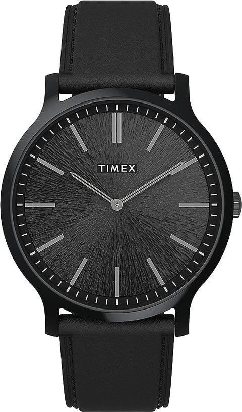 Timex Men's Gallary 40mm Watch - Black Strap Black Dial Black Case
