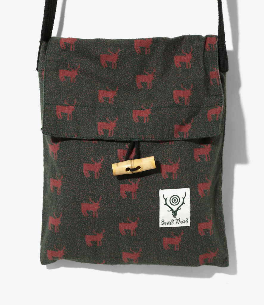 South2 West8 String Bag - Cotton Cloth / Deer Printed - Green