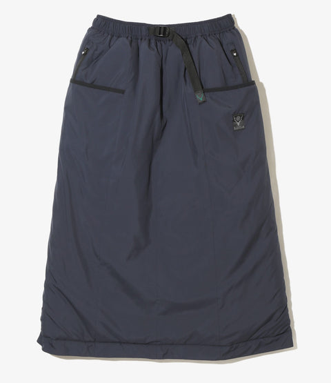 South2 West8 Insulator Belted Skirt - Poly Peach Skin - Navy