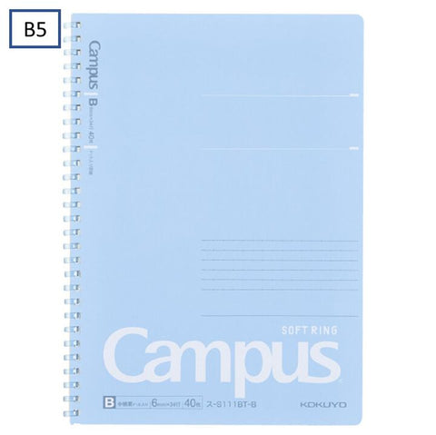 Kokuyo Campus Soft Ring Notebook - B5 - 40 Sheets - 6mm Dotted Line - Blue