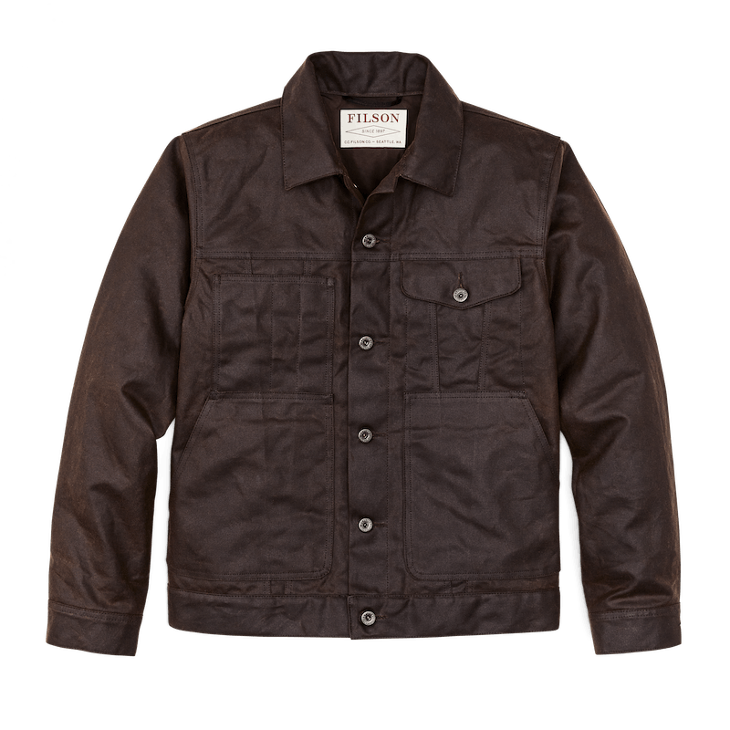 Filson Men's Tin Cloth Short Lined Cruiser Jacket - Dark Brown