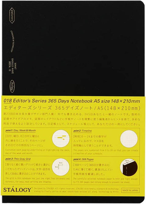 Nitto Stalogy A5 Editor's Series 365 Days Notebook (Grid Paper Notebook)