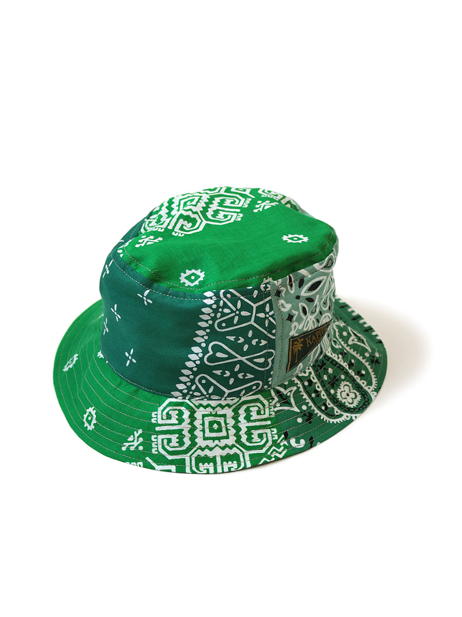 Kapital Bandana Patchwork Bucket Hat (Short Brim) - Green